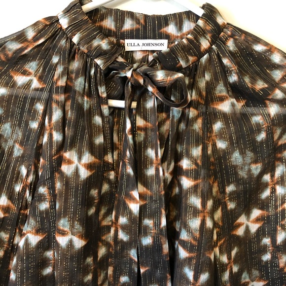Ulla Johnson Blouse Silk Brown Gold  Luna - Picture 3 of 8